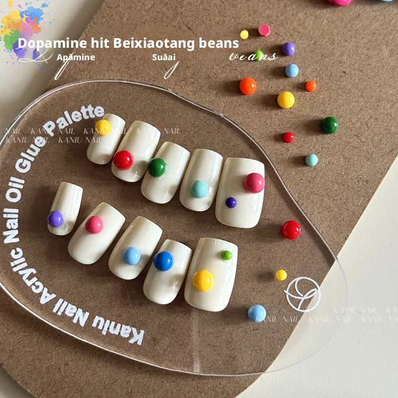 Kaniu 1 Box Macaron Hars Bubble Kralen Nail Art Decoraties Kleurrijke Plaksteen Steentjes Sparkly 3D Halve Bol Charms Manicure