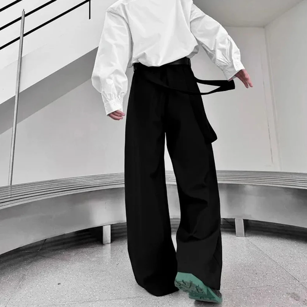 Y2k Gothic Dark Style Skirt Pants Pleated Double Ribbon Design Hakama Genderless Japanese Streetwear Samurai Pants Unisex 2024