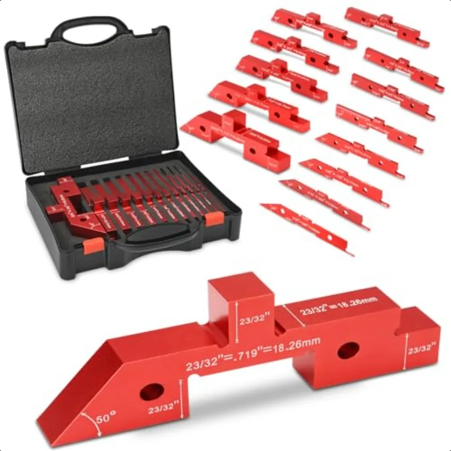 

Table Setup Blocks for Woodworking 14pcs Aluminum Alloy Precision Set up Bars Precision Height Depth Angle Fence Alignment Gaug