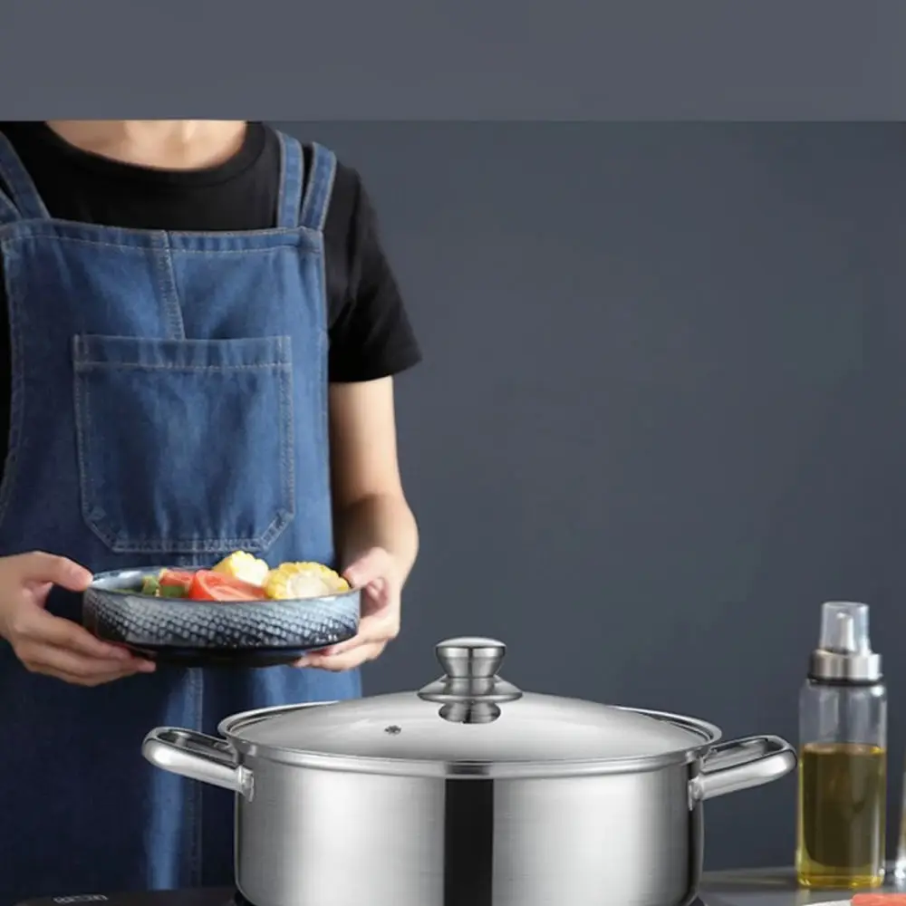 Thickened Composite Steel Soup Pot Hot Pot Stockpot Induction Safe Kitchenware Easy Cleaning Home Cookware