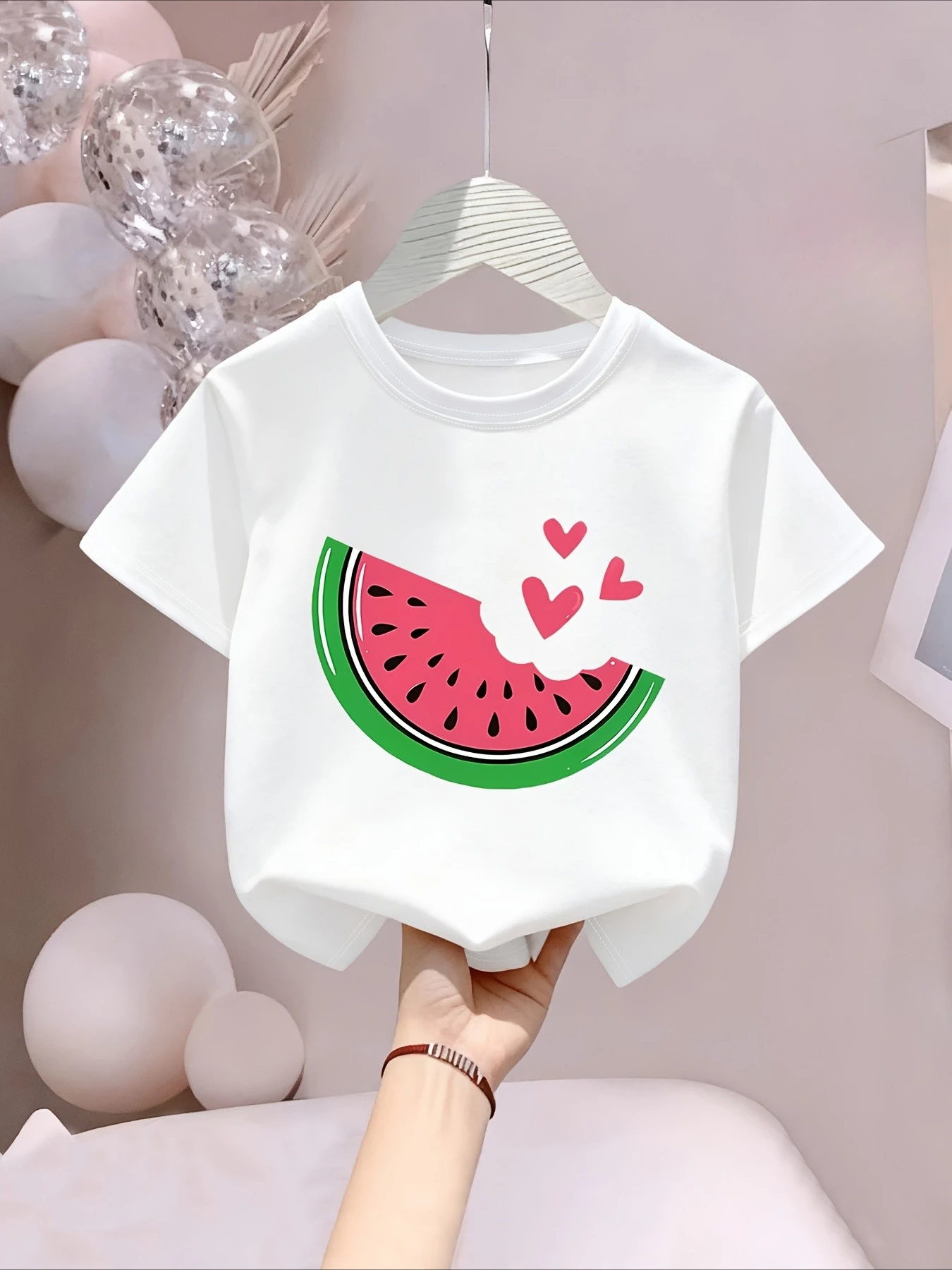 Children's T-shirt Soft Skin Friendly Breathable Loose Comfortable Casual Pumpkin and Ribbon Printed Pattern Short Sleeved