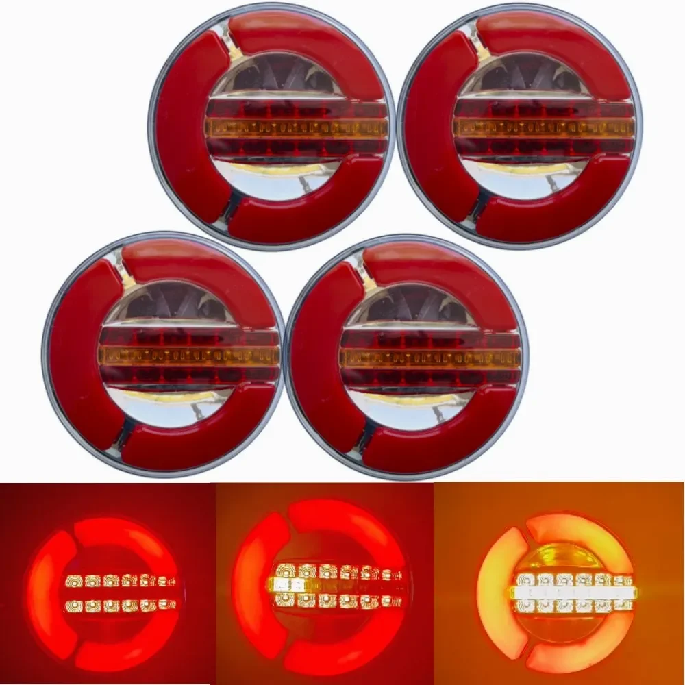 

4pcs 12V 24V Sequential Dynamic LED Truck Trailer Rear Tail Light Flow Trun Signal Brake Stop Lamp Caravan Tractor Waterproof