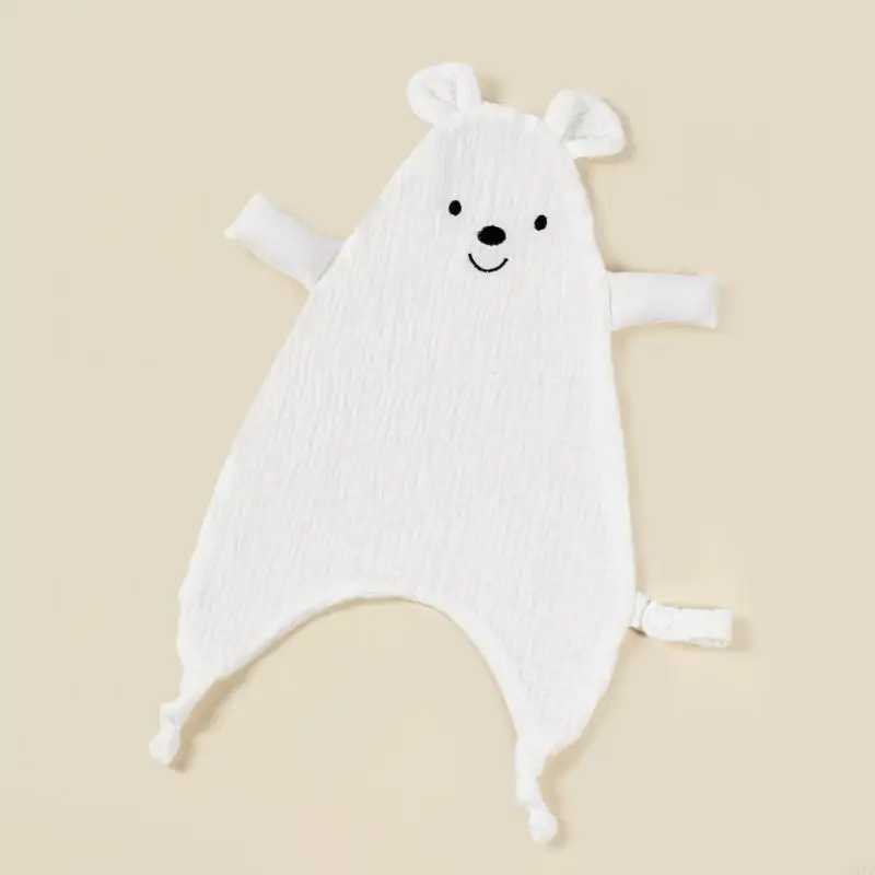 

D7YD Warm & Breathable Four-Layer Muslin Baby Blanket Embroidered Bear Baby Blanket
