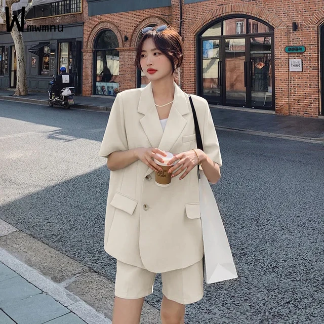 Two piece short set with blazer sales