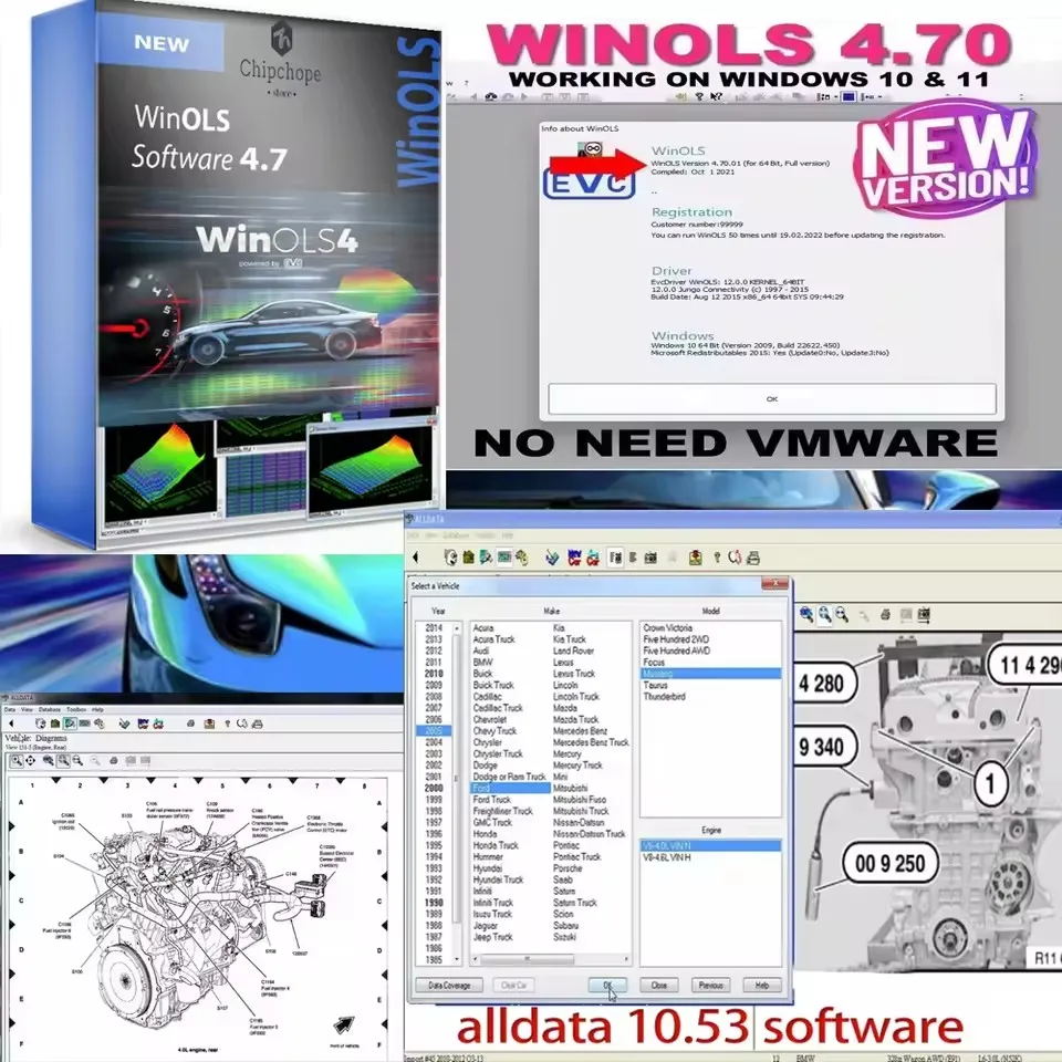 Winols 4.7 Auto Repair Software for Windows 10/11/2025 - Alldata10.53 Included Latest Version Vehicle Diagnostic Tool