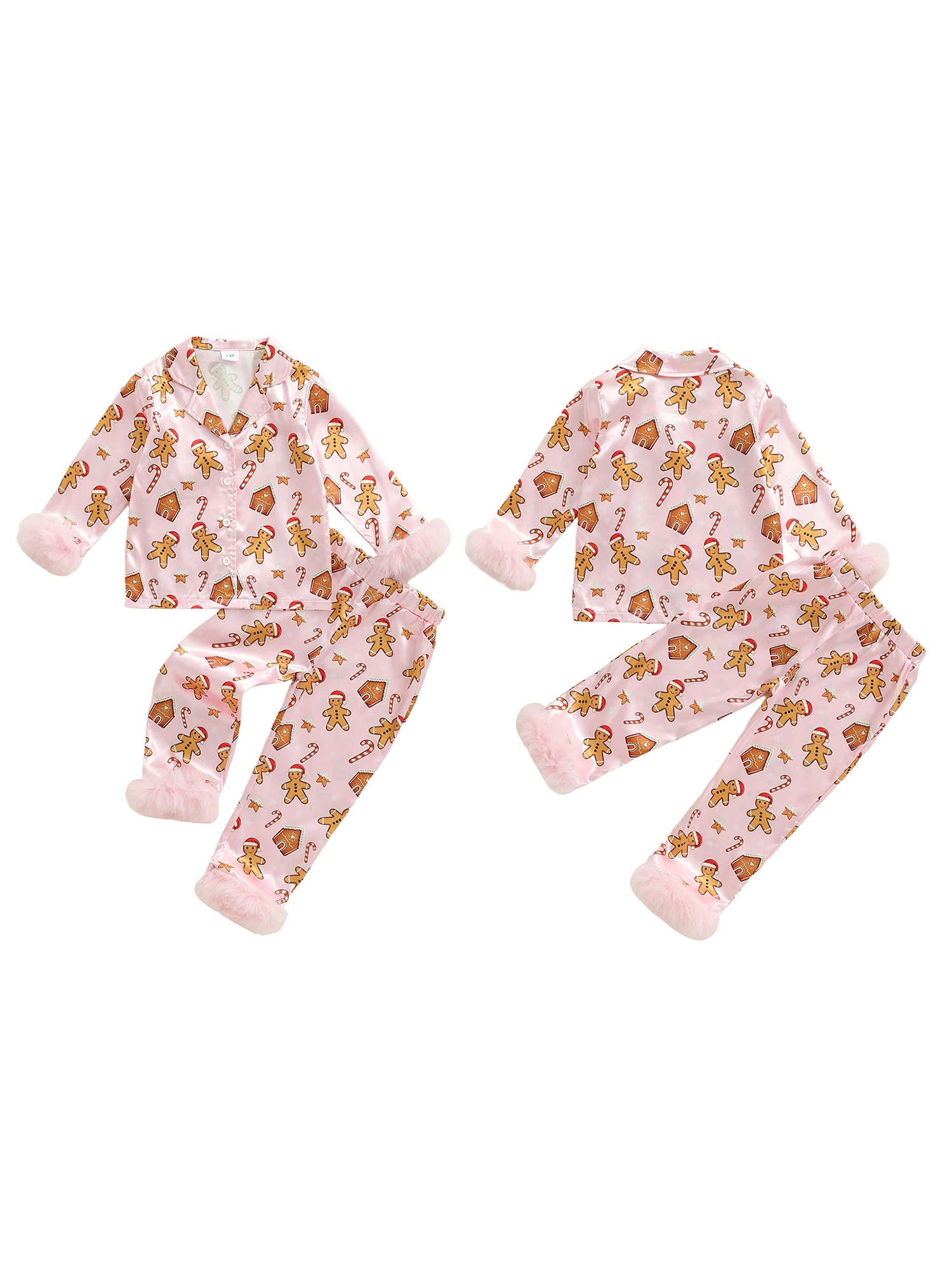 

Рождественский пижамный комплект из двух предметов для младенцев, рубашка с длинными рукавами и брюки с принтом пряничного человечка — уютная детская одежда для дома