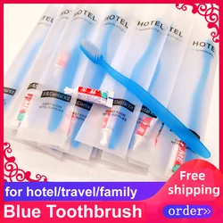 Free Shipping Hot Sale High Good Quality Hotel Supplies Family Guest Travel Kit Blue Toothbrush