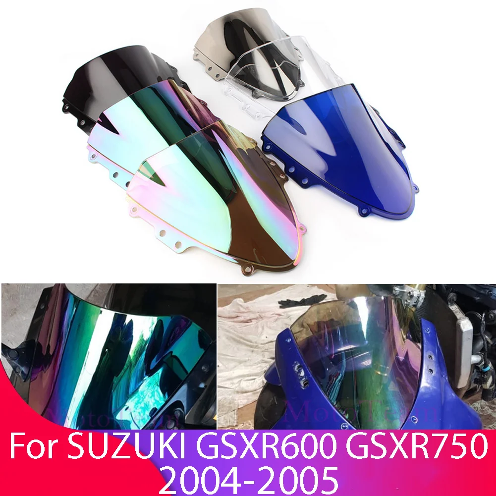 Motorcycle Windshield For SUZUKI GSX-R GSXR 600 750 GSXR750 2004-2005 K4 Double Bubble WindScreen Accessories Fairing Deflector