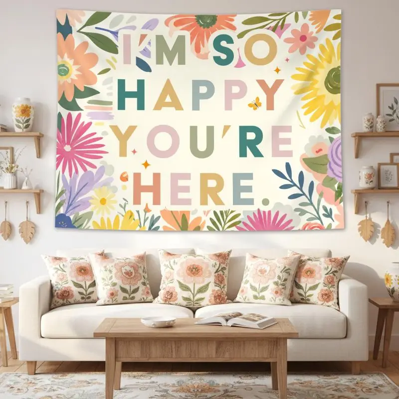 VIKAMA Colorful Flowers Inspirational Quotes Tapestry Bohemian Healing Text Hanging Cloth Bedroom Classroom Study Home Decor