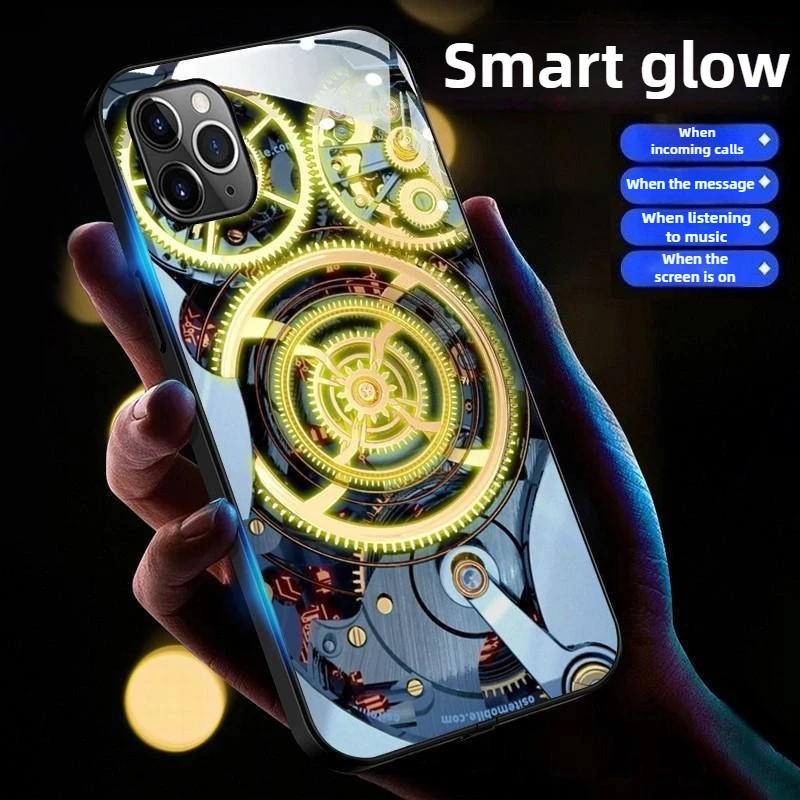 Personalized LED Smart Light Glow Luminous Magnetic Phone Case for Iphone 12 11 Pro Max Xr Xs Max Anti-drop Protector Cover - Image 2