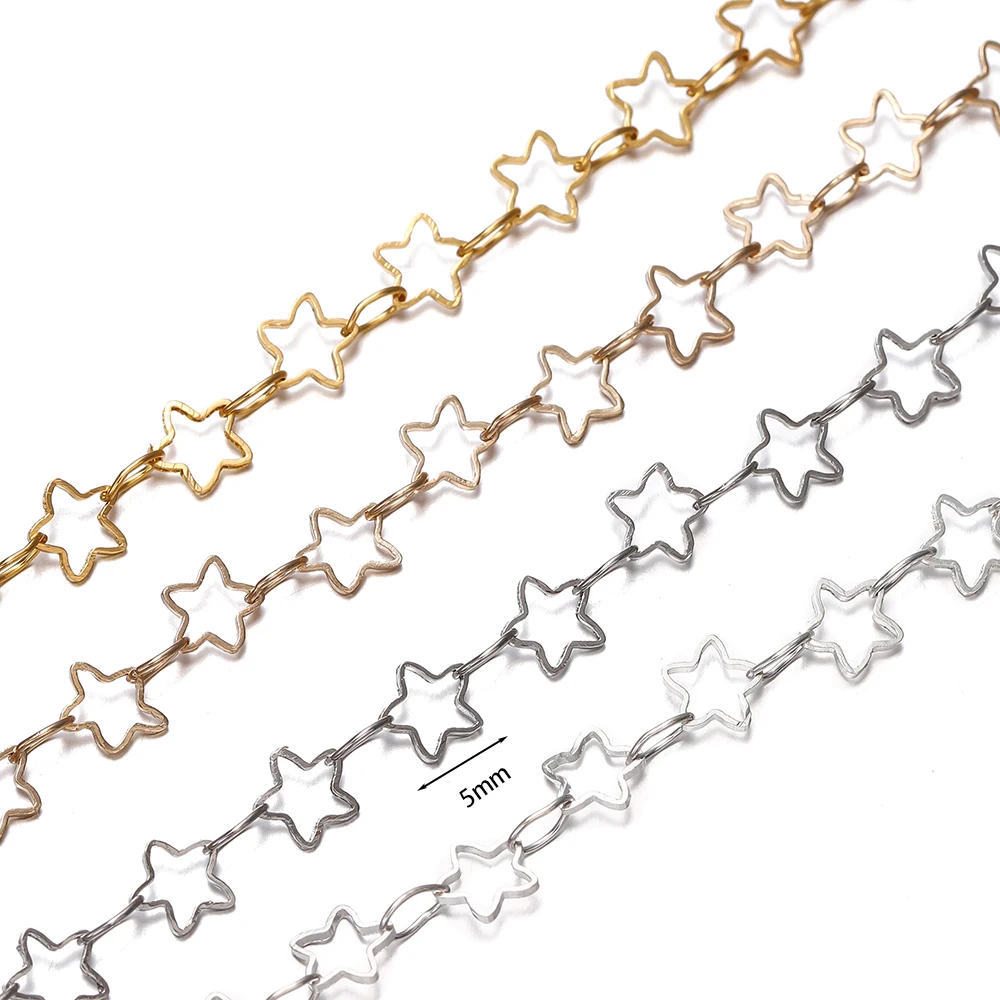 1/2Meters Star Shape Chains Gold Color Copper Chain Supplies for DIY Neckalce Bracelet Jewelry Making Accessories Wholesale