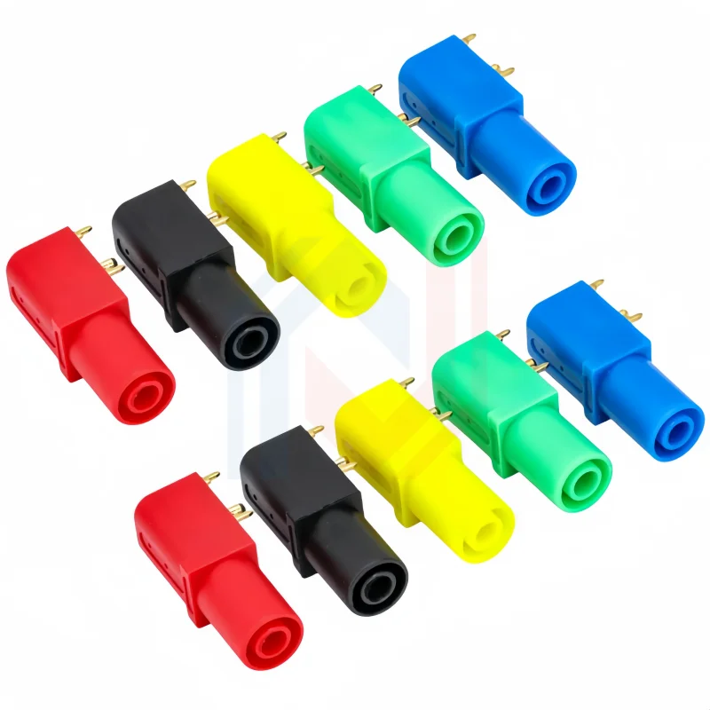 

Gold-Plated Safety Insulated 4mm Banana Female Jack Right Angle PCB Mount Socket Connector