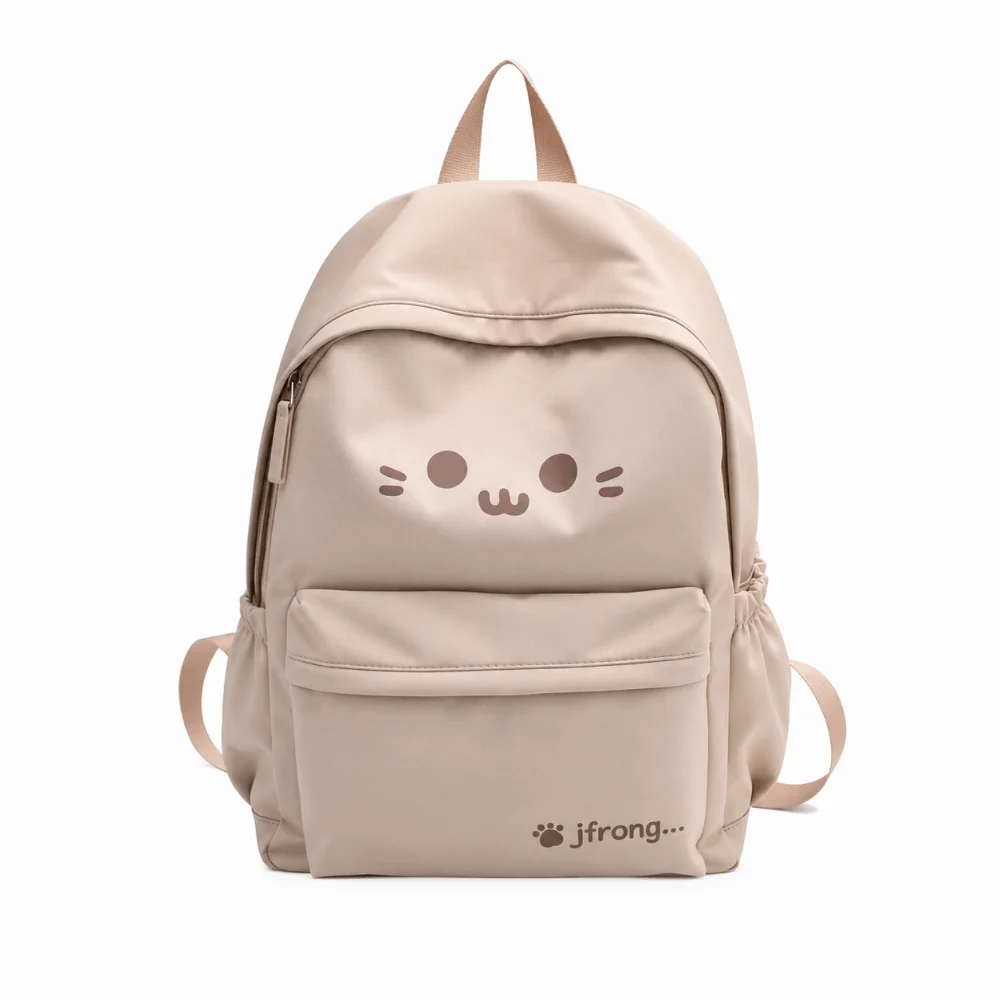 New Cute Print Travel Backpack Nylon Solid Color Student Schoolbag Large Capacity Multi-pocket Laptop Daypack