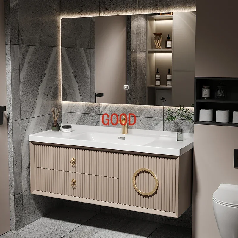 Washing Lamp Shelf Bathroom Cabinet Modern Wooden Large Capacity Wall Bathroom Cabinet Multifunctional Mobile Bagno Furniture