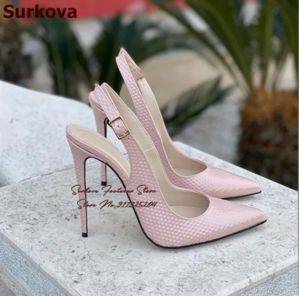 Surkova Blue Yellow Snakeskin Pattern Matte High Heel Shoes 12cm 10cm 8cm Stiletto Singback Dress Pumps Pointed Toe Shallow