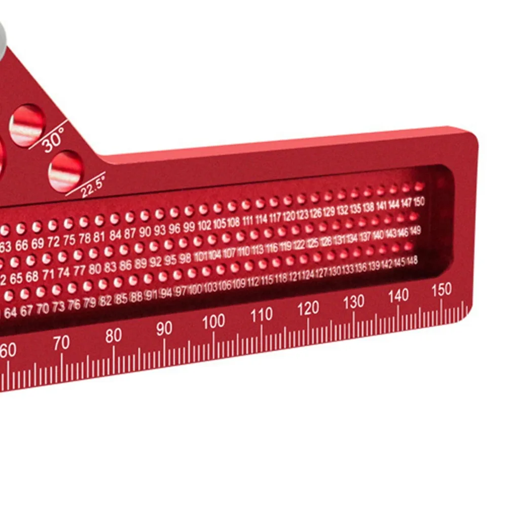 22.5-90 Degree 3D Multi Angle Measuring Ruler Aluminum Alloy 45/90° Aluminum Alloy Woodworking Square Red Angle Measuring Ruler