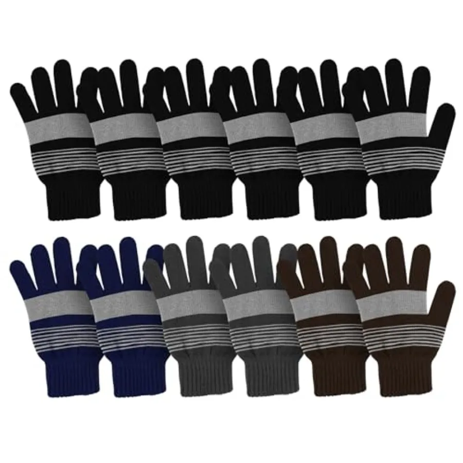 

Winter Gloves, Adult Warm Knit Unisex Stretchy Bulk Pack Mens Womens Magic Glove