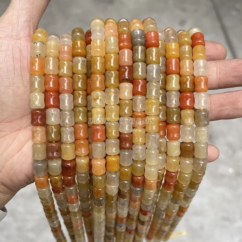 Natural Golden Silk Jade Bamboo Shape Joint Bead 8*10mm Colorful Loose Spacer Bead For Jewelry Making Diy Bracelet Accessories