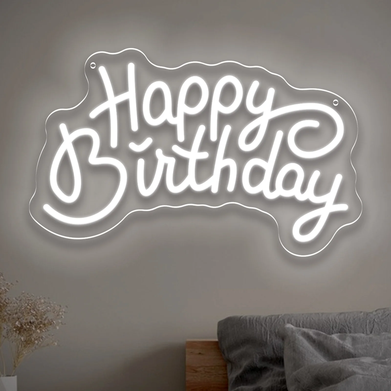 LED Neon Light Happy Birthday Neon Sign for Restaurant Man Cave Bedroom Shop Bar Decor Birthday Gift for Friend USB Dimmable