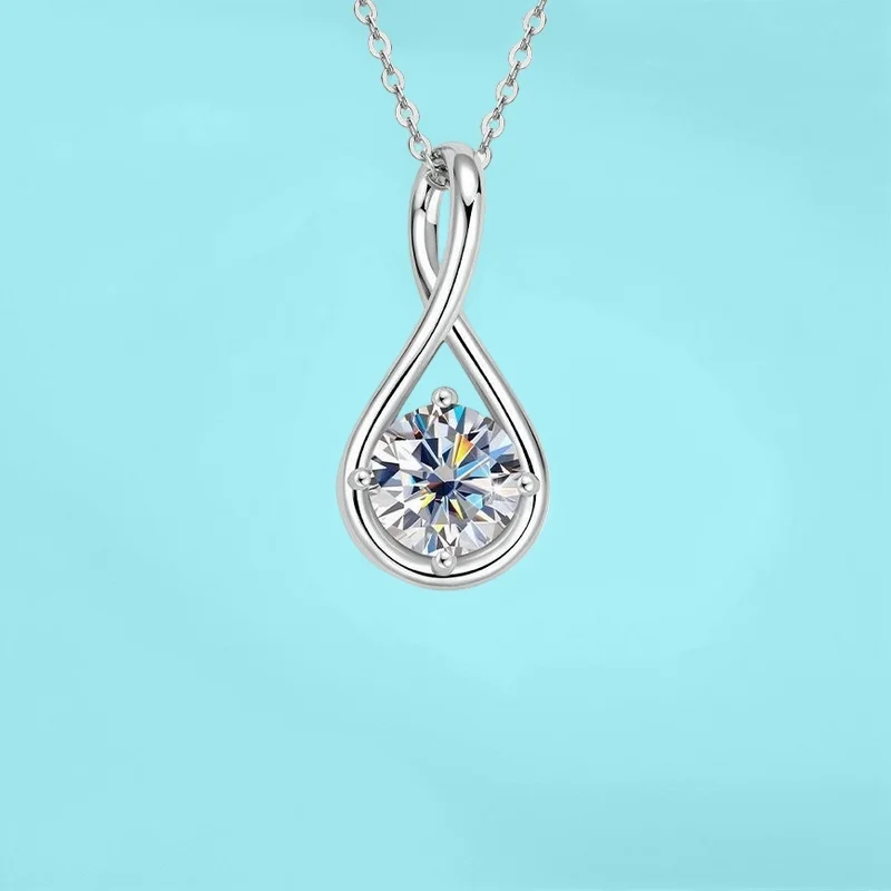 

Luxury S925 Silver Teardrop Moissanite Necklace Delicate Collarbone Chain For Women GBA Certified Free Gift Box Bridal Office
