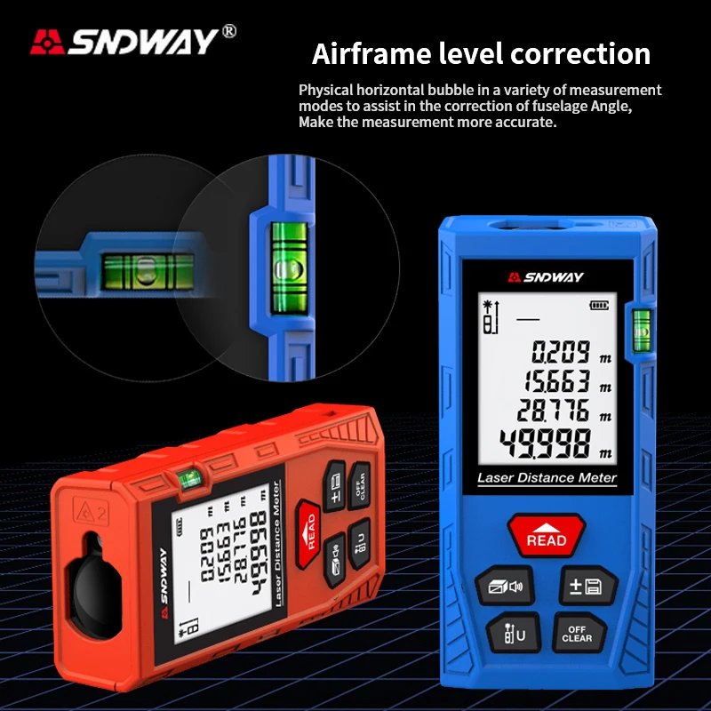 SNDWAY Laser Distance Meter Digital Range Finder 100m 70m 50m Rangefinder Trena Lazer Tape Measure Ruler Roulette Measurer Tool