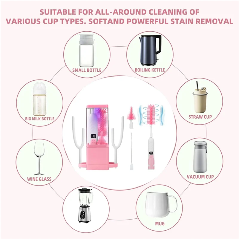 baar-自動ボトルクリーナーブラシ、電動ボトルブラシクリーナー、電動哺乳瓶ブラシクリーナー、哺乳瓶洗浄機グリーン