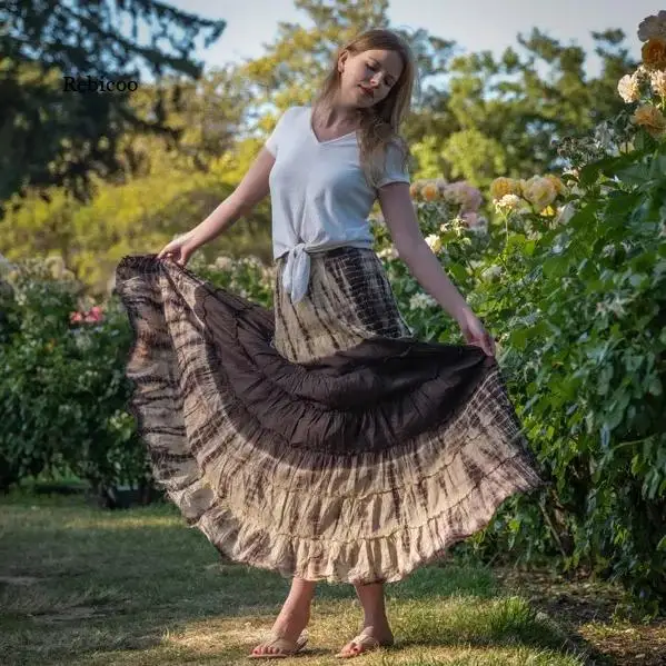 

2022 Fashion Women's Cake Ruffled Large Swing A-Line Skirt Spring Summer Female Beach Long Skirt New