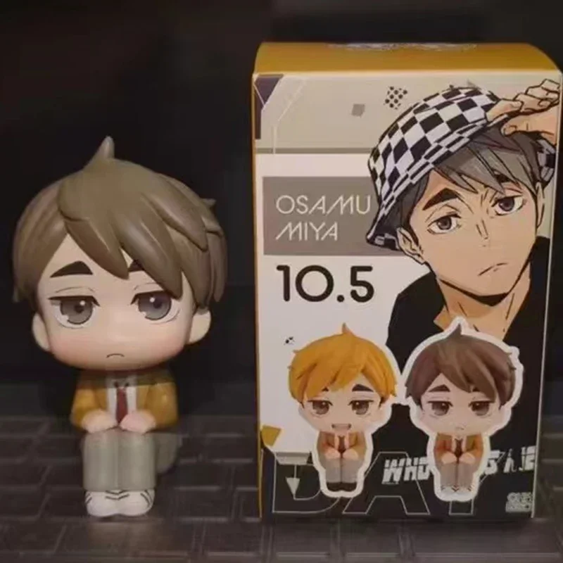 10cm anime haikyuu estatueta olhar up miya atsumu miya osamu figuras de ação pvc q versão coleção modelo periferia brinquedos presentes