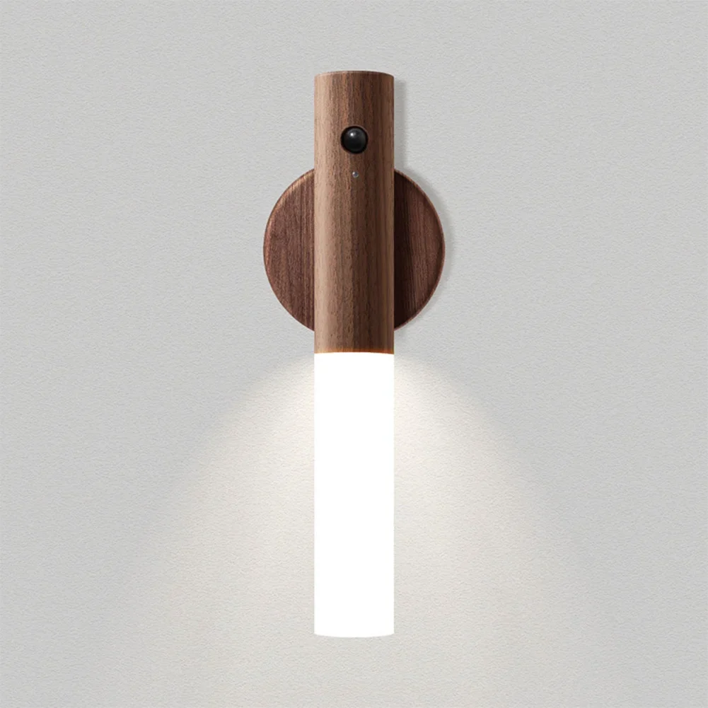 LED Wood USB Night Light Magnetic Wall Lamp Kitchen Cabinet Closet light Home Staircase Bedroom Table Move Lamp Bedside Lighting