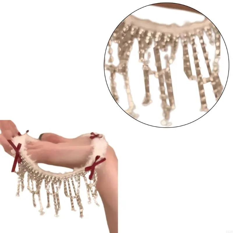 Vòng cổ H58E Bowknot cho các cô gái tuổi teen trang sức lấp lánh với chuỗi điều chỉnh