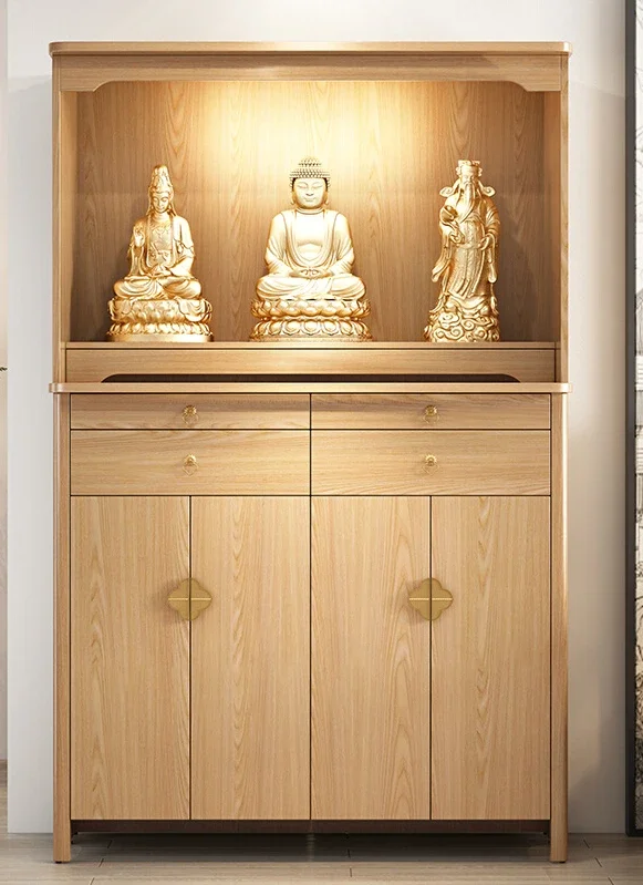 

MJY Solid Wood Household Shrine God of Wealth Guan Gong Offering Table Shrine Bodhisattva Buddha Cabinet