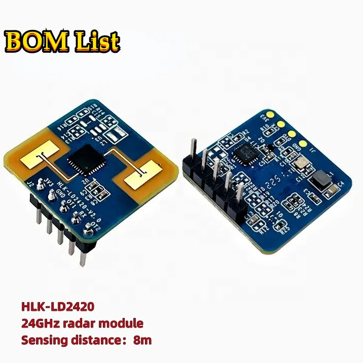 LD2420 HLK-LD2420-24G HLK-LD2420 3.3V 50mA MMW Radar Human Presence Sensor Radar Module Supports in smart light/fan/ switch