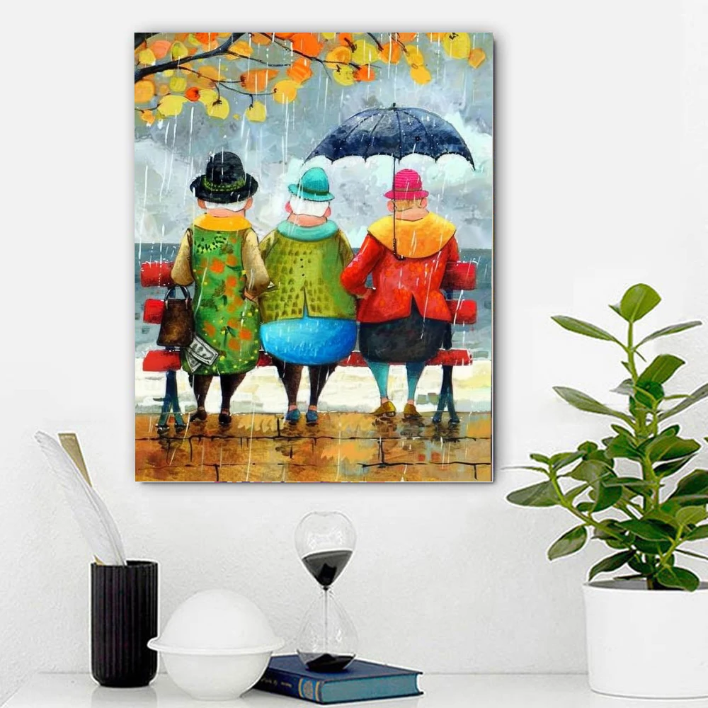 YIJIE Paint By Numbers Watch the sea in the rain DIY HandPainted Oil Painting Canva Colouring Unique Surprise Gift Home Decorate