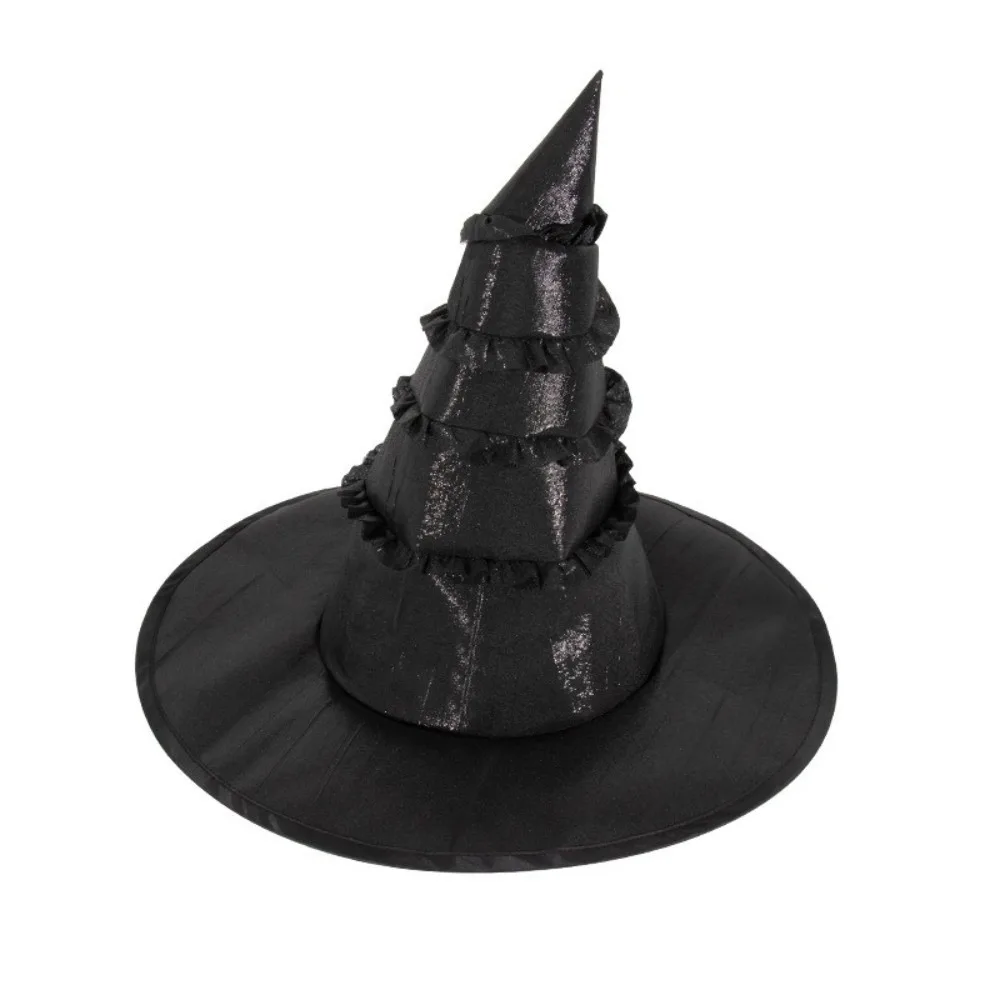 

Creative Black Wizard Cap Lolitas Steampunks Halloween Witch Hat Oxford Cloth Decoration Cosplay Witch Hat Adult