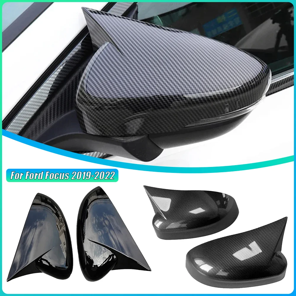 

For Ford Focus 2019 2020 2021 2022 Bull Horn Rearview Mirror Protective Cover Car Exterior Decoration Accessory