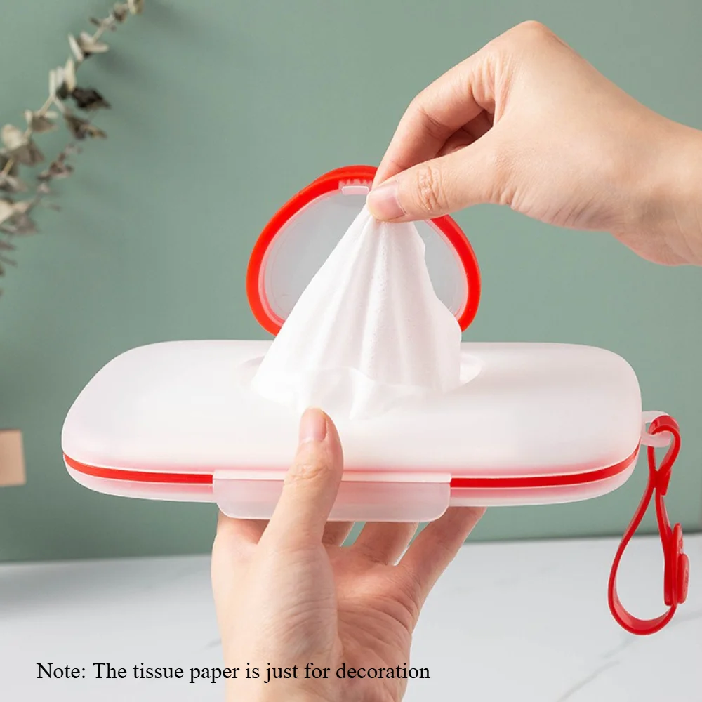 Portable Wet Wipes Dispenser with Heart-Shaped Clear Lid & Ergonomic Handle - Compact Travel Storage Box for Face Masks