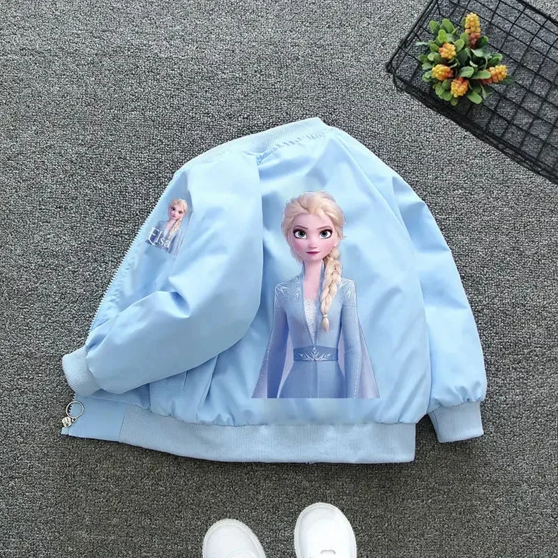 Moda Crianças Vestuário 2024 Primavera Outono New Baby Girls Frozen Elsa Jacket Coat Kids Cartoon Zipper mangas compridas Outerwear