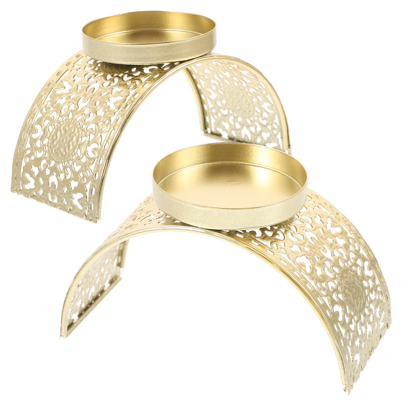 2Pcs Unique Iron Tealight Holder Hollow Desktop Decor Rustic Stand Wedding Centerpiece Tapered Holders