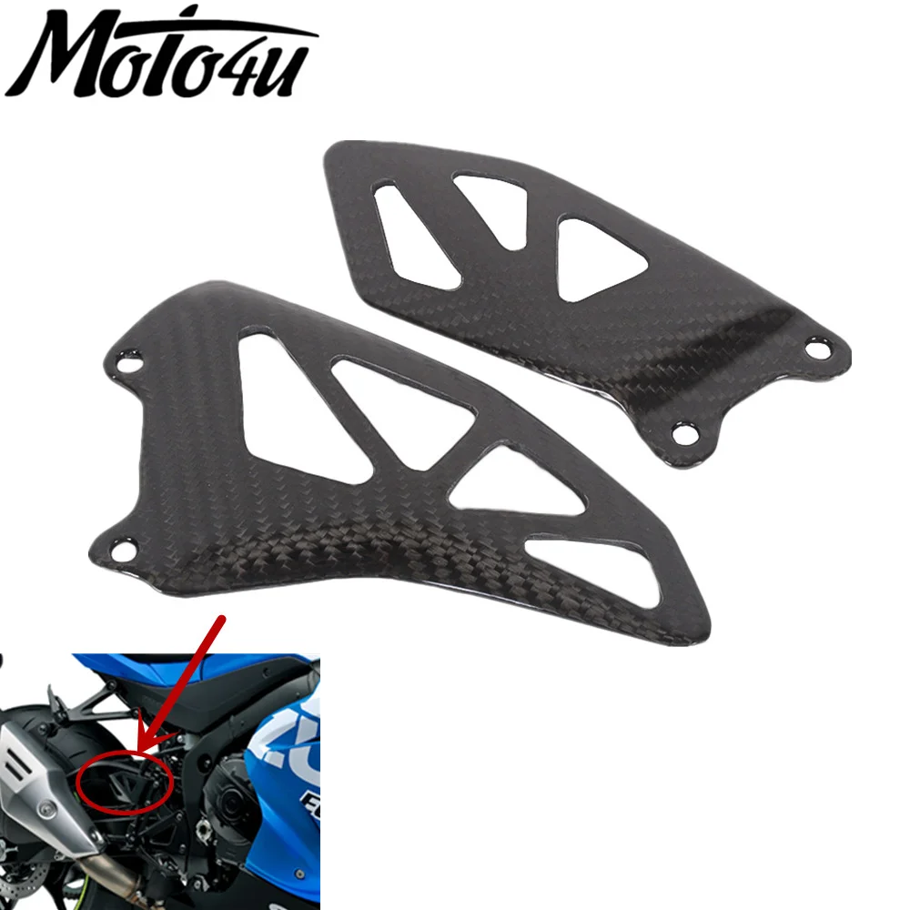 100% Carbon Fiber Heel Guard Footpeg Plates Rearset Motorcycle Modification Panels For Suzuki GSXR 1000 2017 2018 2019 2020