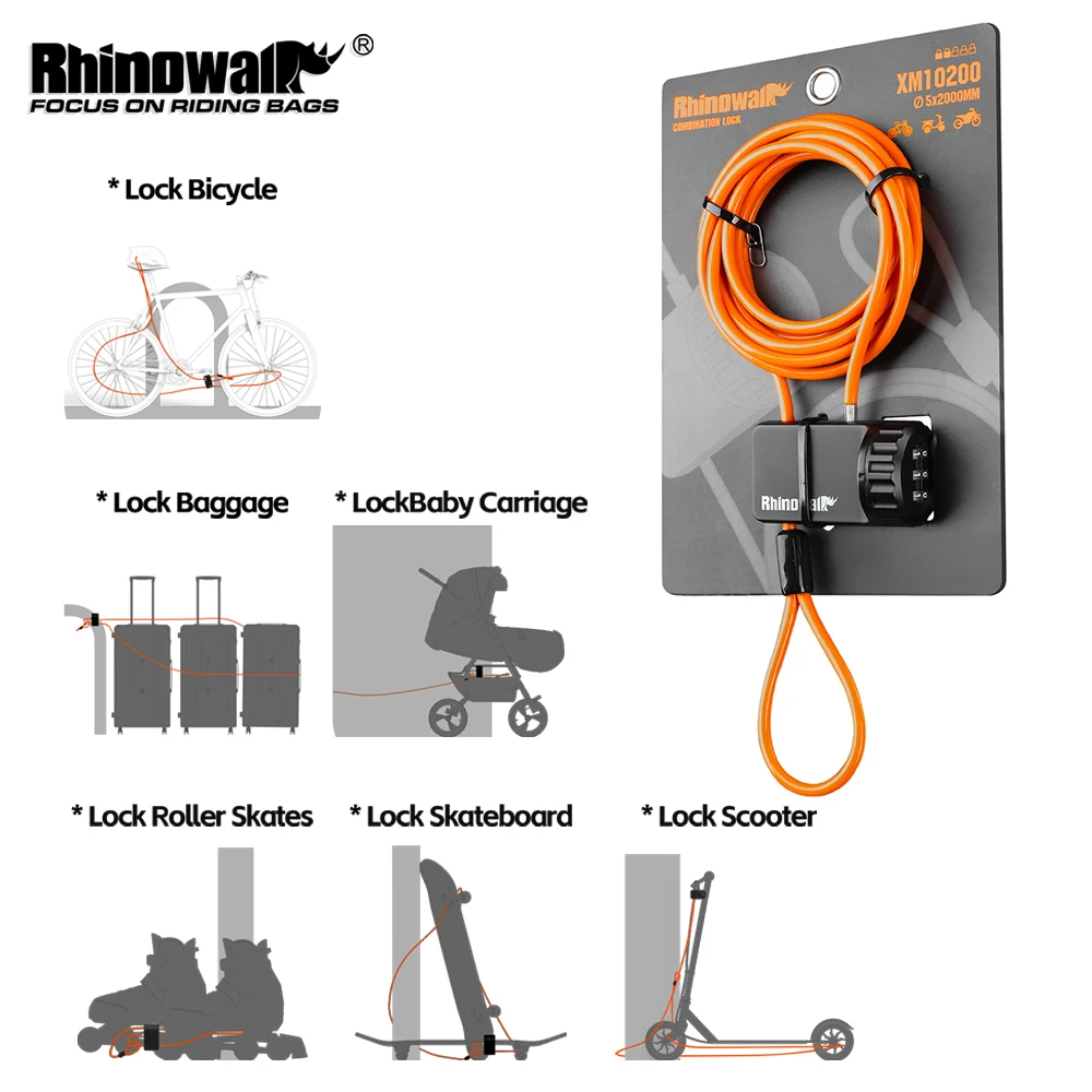 Rhinowalk Blocco antifurto Ciclismo Lucchetto a catena per bici portatile Alta sicurezza per lucchetto con password per scooter motoAccessori