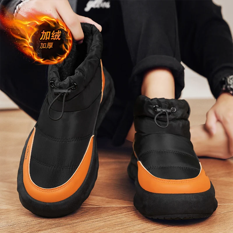 أحذية الشتاء للرجال إضافة المخملية أحذية رياضية رجالية حذاء من الجلد لينة ومريحة الرياضة والترفيه مقاومة للاهتراء عدم الانزلاق جديد #4