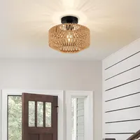 Classic Ceiling lampHandmade Rattan Weaving Hanging Chandelier  Lamps For Living Bedroom Home Decor Pendant Light E27 Fixture