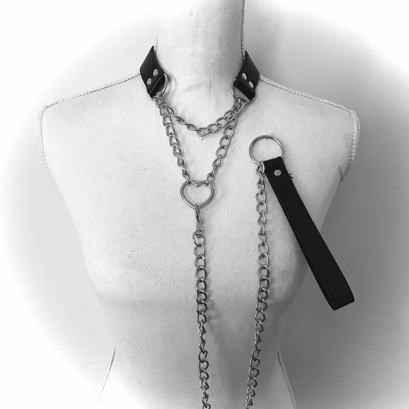 

Women's PU Leather Body Chains Neck Bondage Couple Game Tools Role Play Props Valentine's Day Gift