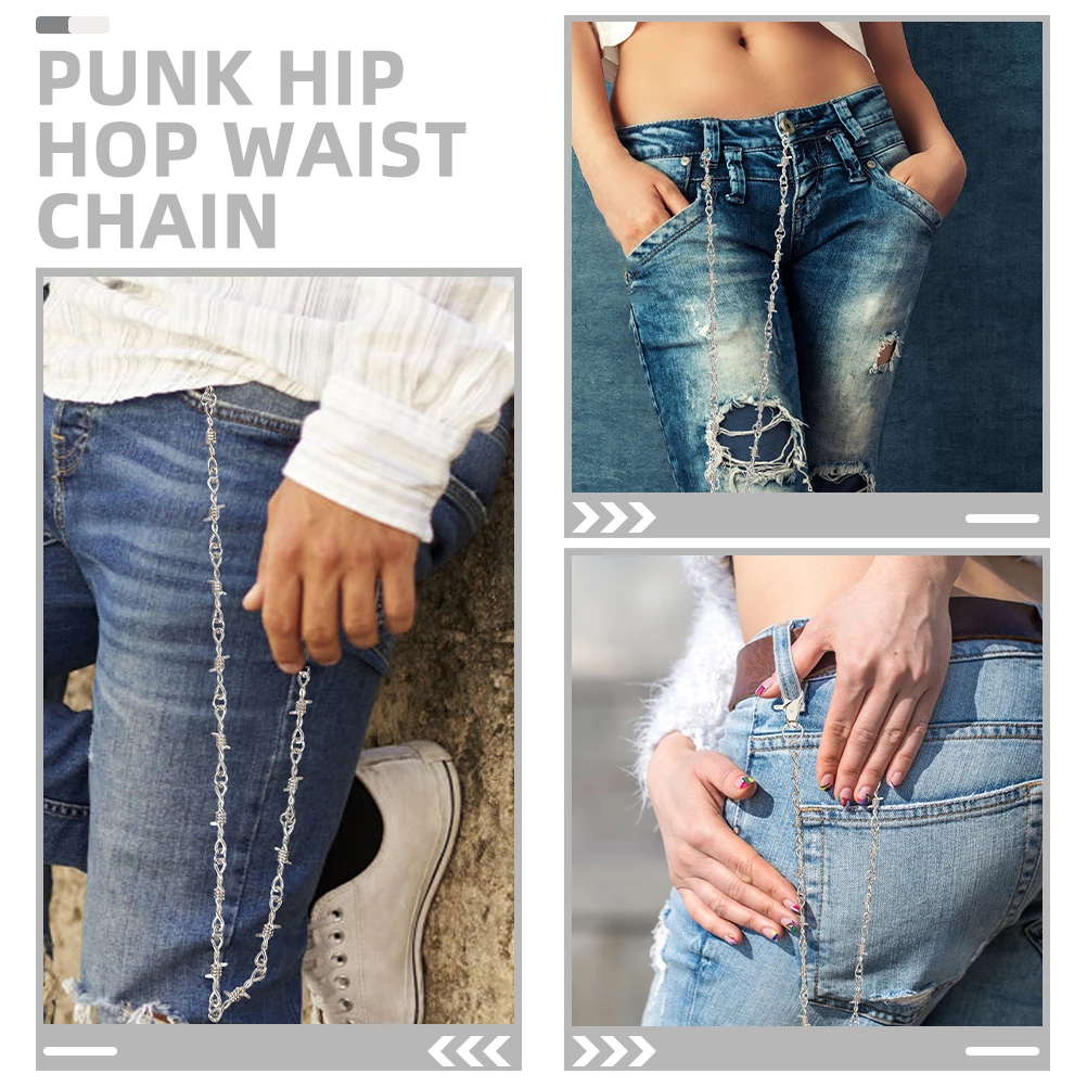 

2pcs Metal Pants for Men Biker Wallet Chains Hip Hop Trousers Accessories Durable Chains Punk Outfits jean chains for men