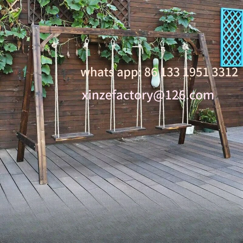 Outdoor Courtyard Children's Indoor Household Swinging Anti-corrosion Wood Head Balcony Terrace Adult Rocking Chair Solid Wood H