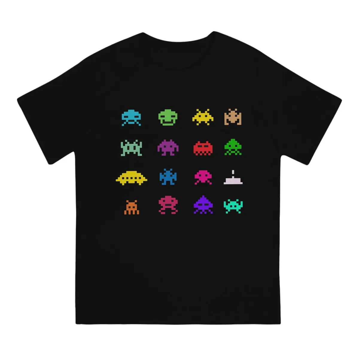 Space Invaders Shooting Video Game Retro Colorful T Shirt Goth Men Tees Summer Clothing Harajuku O-Neck TShirt