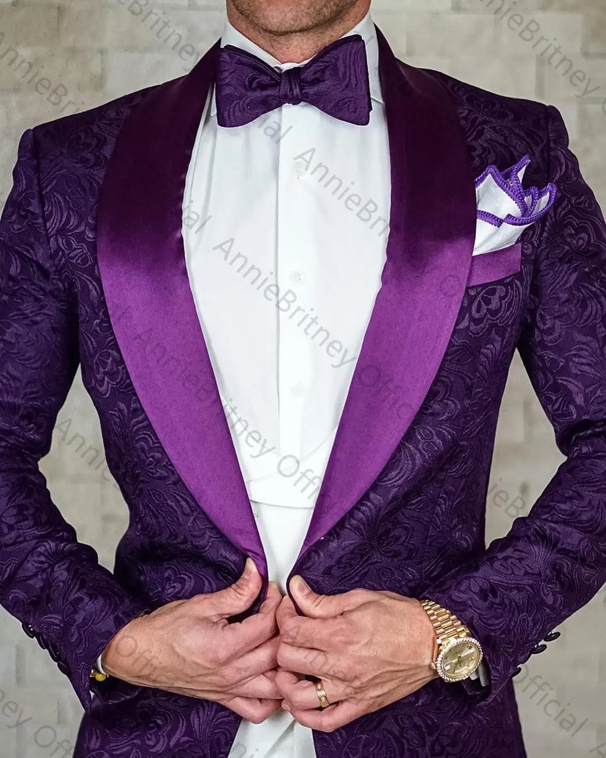 2023 Custom size Jacquard Groomsmen white Groom Tuxedos Shawl Lapel Men Suits Wedding Prom Best Man Blazer Jacket with Pants Set