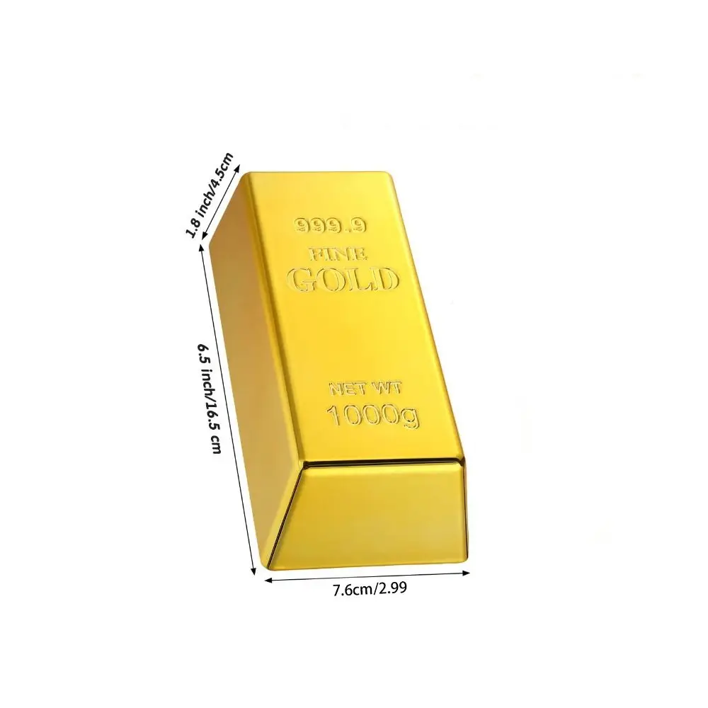 Kantooraccessoire Simulatie Nep Gouden Bar Presse-papier Deurstop Gouden Baksteen Glinsterende Plastic Gouden Bar Spaarpot Bureau