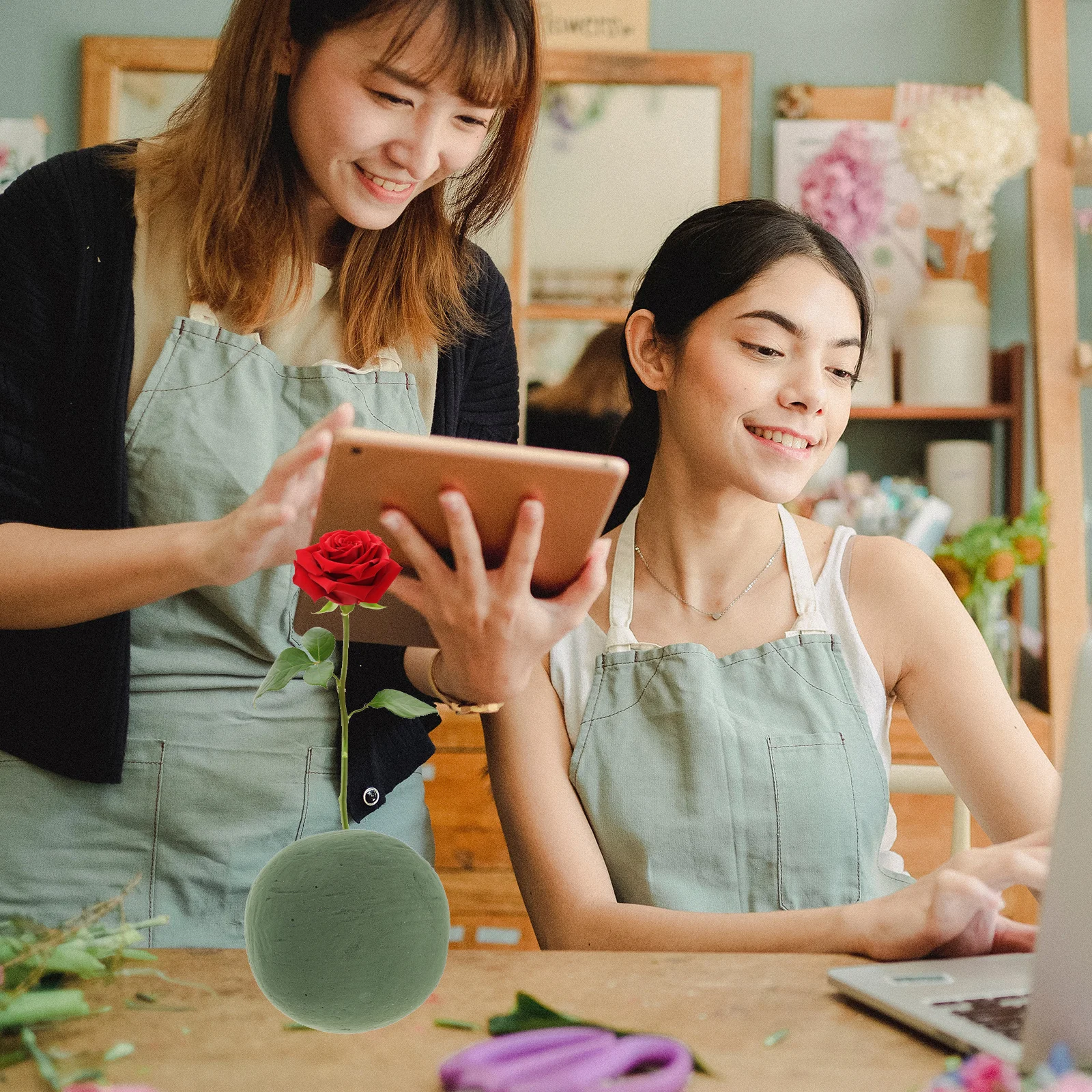 

3pcs Artificial Flower Foam Spherical Floral Base Water-Absorbing Flower Arrangement Supplies For Garden Home Decor