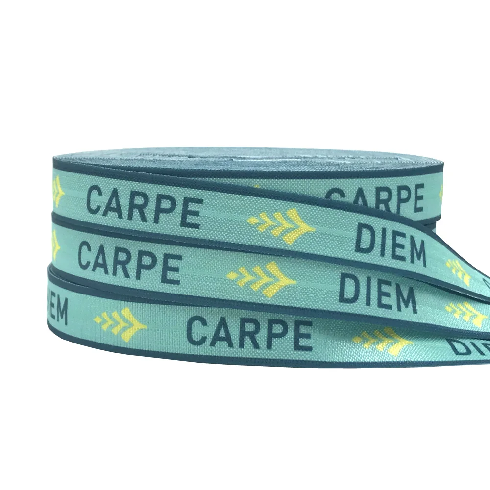 10Yard CARPE DIEM Print Letters Fold Over Elastic 15MM FOE Ribbon For DIY Headwear Gift Webbing Accessories